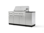 NewAge Outdoor Kitchens Outdoor Grill Island Stainless-Steel 6-Piece Cabinet Set with 1-Door, Grill Cabinet, Platinum Grill, Dual Side Burner and Dekton in Sirius Countertop - (Natural Gas) | Garage Giant 
