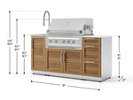 NewAge Outdoor Kitchens Outdoor Grill Island Stainless-Steel Louvered 5-Piece Cabinet Set with Sink, 3 Drawer, Grill Cabinet, Platinum Grill and Stainless Steel Countertop - (Natural Gas) 