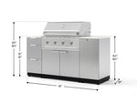 NewAge Outdoor Kitchens Outdoor Grill Island Stainless-Steel 6-Piece Cabinet Set with 1 Door, 3 Drawer, Grill Cabinet, Performance Grill and Dekton in Aeris Countertops - (Natural Gas) 
