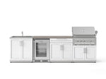 NewAge Outdoor Kitchens Stainless Steel 6-Piece Cabinet Set with Sink, Bar, Grill Cabinet, Platinum Grill, Countertop and Glass Door Fridge-73848-Garage Giant 