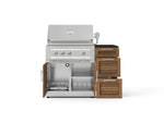 NewAge Outdoor Kitchens Outdoor Grill Island Stainless-Steel Louvered Doors 4-Piece Cabinet Set with 3-Drawer, Grill Cabinet, Platinum Grill and Dekton in Sirius Countertop - (Liquid Propane) 