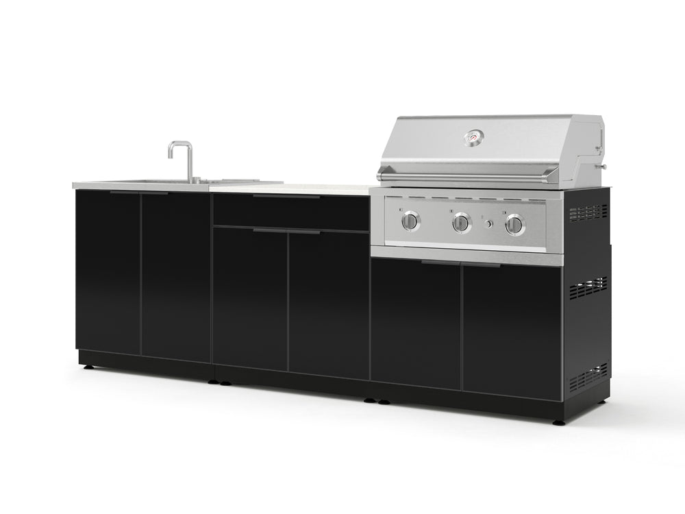 NewAge Outdoor Kitchens Aluminum 5-Piece Cabinet Set with Bar, Grill, Sink Cabinet, Performance Grill, and Countertop - (Natural Gas) | Garage Giant