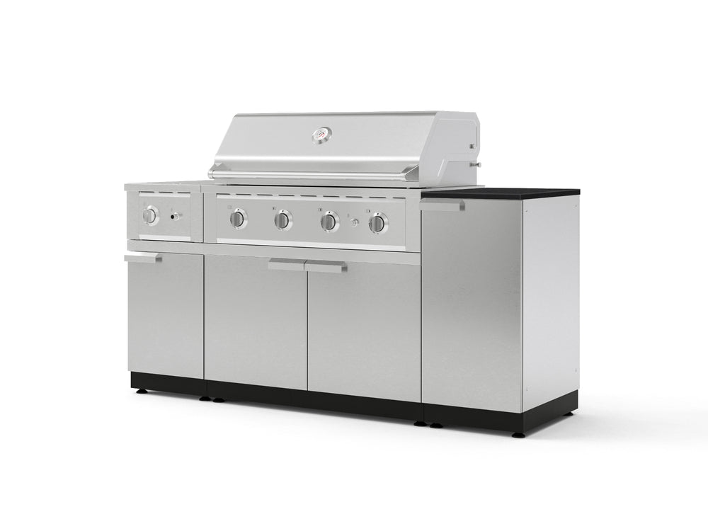 NewAge Outdoor Kitchens Outdoor Grill Island Stainless-Steel 6-Piece Cabinet Set with 1-Door, Grill Cabinet, Performance Grill, Side Burner and Dekton in Sirius Countertop - (Natural Gas) | Garage Giant