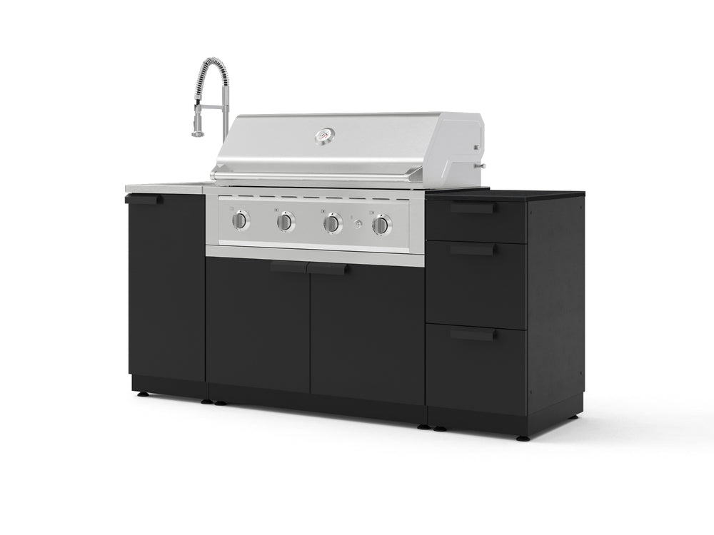 NewAge Outdoor Kitchens Outdoor Grill Island Stainless-Steel 5-Piece Cabinet Set with Sink, 3 Drawer, Grill Cabinet, Performance Grill and Stainless Steel Countertop - (Natural Gas) | Garage Giant