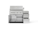 NewAge Outdoor Kitchens Outdoor Grill Island Stainless-Steel 4-Piece Cabinet Set with 3-Drawer, Grill Cabinet, Platinum Grill and Dekton in Aeris Countertop - (Liquid Propane) 