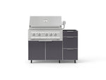NewAge Outdoor Kitchens Outdoor Grill Island Aluminum 3-Piece Cabinet Set with Casters and 3-Drawer, Grill Cabinet and Platinum Grill - (Liquid Propane) 