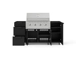 NewAge Outdoor Kitchens Outdoor Grill Island Stainless-Steel 5-Piece Cabinet Set with Casters 1 Door, 3 Drawer, Grill Cabinet and Performance Grill - (Liquid Propane) 