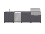 NewAge Outdoor Kitchens Aluminum 6-Piece Cabinet Set with Sink, Bar, Grill Cabinet, Performance Grill, Countertop and Fridge-71973-Garage Giant 