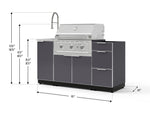 NewAge Outdoor Kitchens Outdoor Grill Island Aluminum 5-Piece Cabinet Set with Sink, 3 Drawer, Grill Cabinet, Performance Grill and Stainless Steel Countertop - (Liquid Propane) 