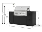 NewAge Outdoor Kitchens Outdoor Grill Island Stainless-Steel 5-Piece Cabinet Set with Sink, 3 Drawer, Grill Cabinet, Platinum Grill and Stainless Steel Countertop - (Liquid Propane) 