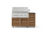 NewAge Outdoor Kitchens Outdoor Grill Island Stainless-Steel Louvered Doors 4-Piece Cabinet Set with Casters and 3-Drawer, Grill Cabinet, Platinum Grill and Dekton in Sirius Countertop - (Liquid Propane) 