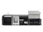 NewAge Outdoor Kitchens Aluminum 6-Piece Cabinet Set with Sink, Bar, Grill Cabinet, Platinum Grill, Countertop and Fridge-66336-Garage Giant 