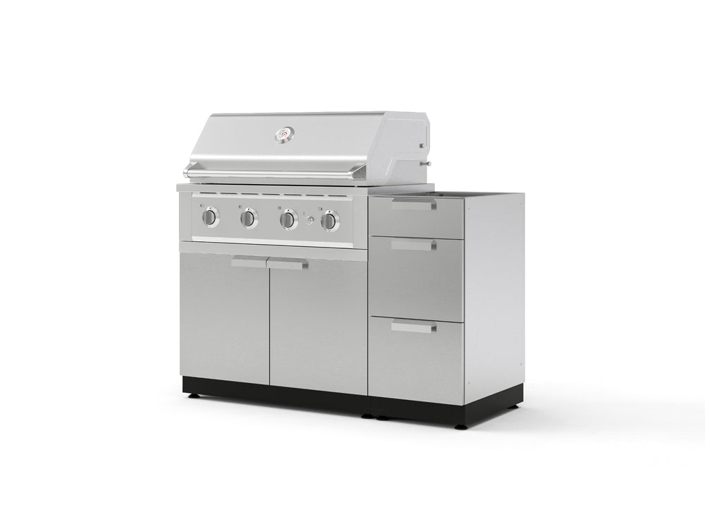 NewAge Outdoor Kitchens Outdoor Grill Island Stainless-Steel 3-Piece Cabinet Set with 3-Drawer, Grill Cabinet and Performance Grill - (Natural Gas) | Garage Giant