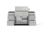 NewAge Outdoor Kitchens Outdoor Grill Island Stainless-Steel 6-Piece Cabinet Set with 3 Drawers, Grill Cabinet, Platinum Grill and Dekton in Sirius Countertops - (Natural Gas) 