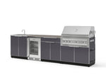NewAge Outdoor Kitchens Aluminum 6-Piece Cabinet Set with Sink, Bar, Grill Cabinet, Platinum Grill, Countertop and Fridge-72065-Garage Giant 