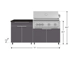 NewAge Outdoor Kitchens Aluminum 4-Piece Cabinet Set with Casters and Bar, Grill Cabinet, Platinum Grill, and Countertop-72242-Garage Giant 