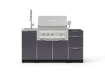 NewAge Outdoor Kitchens Outdoor Grill Island Aluminum 5-Piece Cabinet Set with Sink, 3 Drawer, Grill Cabinet, Platinum Grill and Stainless Steel Countertop - (Liquid Propane) 