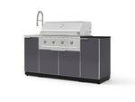 NewAge Outdoor Kitchens Outdoor Grill Island Aluminum 5-Piece Cabinet Set with Sink, 1 Door, Grill Cabinet, Performance Grill and Stainless Steel Countertop - (Natural Gas) | Garage Giant 