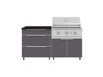NewAge Outdoor Kitchens Aluminum 4-Piece Cabinet Set with Casters and 3 Drawer, Grill Cabinet, Performance Grill, Countertop-72126-Garage Giant 