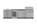 NewAge Outdoor Kitchens Stainless Steel 6-Piece Cabinet Set with Sink, Bar, Grill Cabinet, Performance Grill, Countertop and Fridge-72009-Garage Giant 