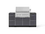 NewAge Outdoor Kitchens Outdoor Grill Island Aluminum 5-Piece Cabinet Set with 3 Drawers, Grill Cabinet and Platinum Grill - (Liquid Propane) 