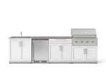 NewAge Outdoor Kitchens Stainless Steel 6-Piece Cabinet Set with Sink, Bar, Grill Cabinet, Performance Grill, Countertop and Stainless Steel Door Fridge-73834-Garage Giant 