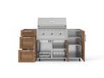 NewAge Outdoor Kitchens Outdoor Grill Island Stainless-Steel Louvered Doors 5-Piece Cabinet Set with Casters 1 Door, 3 Drawer, Grill Cabinet and Performance Grill - (Liquid Propane) 