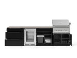 NewAge Outdoor Kitchens Aluminum 7-Piece Cabinet Set with 3-Drawer, Bar, Grill Cabinet, Platinum Grill, Countertops and Glass Door Fridge-73659-Garage Giant 