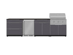NewAge Outdoor Kitchens Aluminum 7-Piece Cabinet Set with 3-Drawer, Bar, Grill Cabinet, Performance Grill, Countertops and Fridge-71829-Garage Giant 