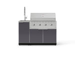 NewAge Outdoor Kitchens Outdoor Grill Island Aluminum 3-Piece Cabinet Set with Sink, Grill Cabinet and Performance Grill-75332-Garage Giant 