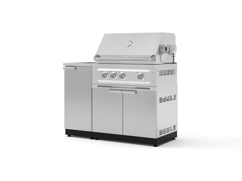 NewAge Outdoor Kitchens Outdoor Grill Island Stainless-Steel 3-Piece Cabinet Set with Sink, Grill Cabinet and Platinum Grill-73965-Garage Giant