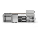 NewAge Outdoor Kitchens Stainless Steel 6-Piece Cabinet Set with Sink, Bar, Grill Cabinet, Platinum Grill, Countertop and Stainless Steel Door Fridge-73836-Garage Giant 