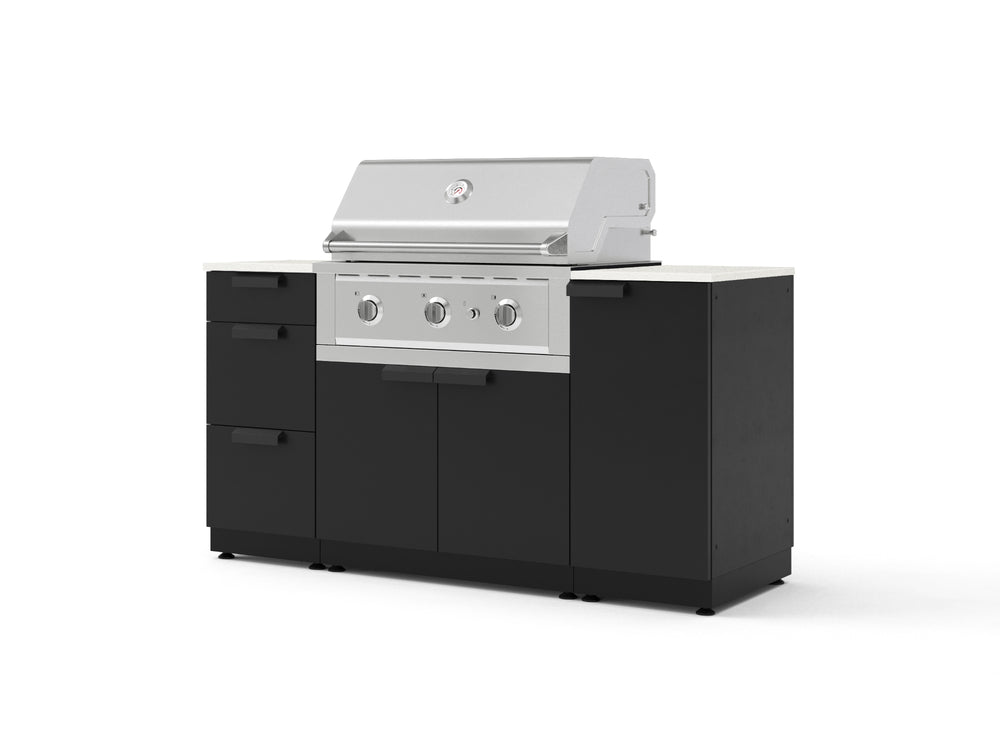 NewAge Outdoor Kitchens Outdoor Grill Island Stainless-Steel 6-Piece Cabinet Set with 1 Door, 3 Drawer, Grill Cabinet, Performance Grill and Dekton in Aeris Countertops - (Liquid Propane) | Garage Giant