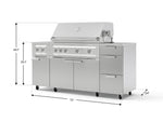 NewAge Outdoor Kitchens Outdoor Grill Island Stainless-Steel 6-Piece Cabinet Set with Casters and 3-Drawer, Grill Cabinet, Platinum Grill, Dual Side Burner, Countertop-74883-Garage Giant 