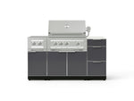 NewAge Outdoor Kitchens Outdoor Grill Island Aluminum 6-Piece Cabinet Set with 3-Drawer, Grill Cabinet, Platinum Grill, Dual Side Burner and Dekton in Aeris Countertop - (Liquid Propane) 