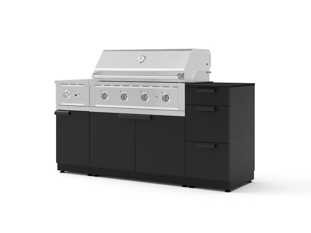 NewAge Outdoor Kitchens Outdoor Grill Island Stainless-Steel 6-Piece Cabinet Set with 3-Drawer, Grill Cabinet, Performance Grill, Side Burner and Dekton in Sirius Countertop - (Natural Gas) | Garage Giant