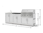 NewAge Outdoor Kitchens Stainless-Steel 5-Piece Cabinet Set with Bar, Sink, Grill Cabinet, Performance Grill, and Countertop-73398-Garage Giant 