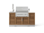 NewAge Outdoor Kitchens Outdoor Grill Island Stainless-Steel 5-Piece Cabinet Set with Sink, 1 Door, Grill Cabinet, Platinum Grill and Stainless Steel Countertop - (Liquid Propane) 