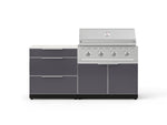 NewAge Outdoor Kitchens Aluminum 4-Piece Cabinet Set with 3 Drawer, Grill Cabinet, Performance Grill and Countertop - (Liquid Propane) 