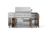 NewAge Outdoor Kitchens Outdoor Grill Island Stainless-Steel Louvered Doors 6-Piece Cabinet Set with Casters and 1-Door, Grill Cabinet, Platinum Grill, Dual Side Burner and Dekton in Sirius Countertop - (Liquid Propane) 