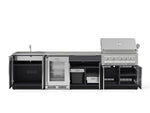 NewAge Outdoor Kitchens Aluminum 6-Piece Cabinet Set with Sink, Bar, Grill Cabinet, Platinum Grill, Countertop and Fridge-66332-Garage Giant 