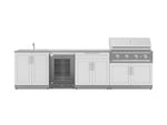 NewAge Outdoor Kitchens Stainless Steel 6-Piece Cabinet Set with Sink, Bar, Grill Cabinet, Performance Grill, Countertop and Glass Door Fridge-71523-Garage Giant 