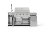 NewAge Outdoor Kitchens Outdoor Grill Island Stainless-Steel 5-Piece Cabinet Set with Sink, 3 Drawer, Grill Cabinet, Performance Grill and Stainless Steel Countertop - (Natural Gas) 