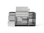 NewAge Outdoor Kitchens Outdoor Grill Island Stainless-Steel 6-Piece Cabinet Set with 1 Door, 3 Drawer, Grill Cabinet, Platinum Grill and Dekton in Sirius Countertops - (Natural Gas) 