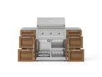 NewAge Outdoor Kitchens Outdoor Grill Island Stainless-Steel Louvered Doors 6-Piece Cabinet Set with 3 Drawers, Grill Cabinet, Performance Grill and Countertops 