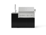 NewAge Outdoor Kitchens Outdoor Grill Island Aluminum 3-Piece Cabinet Set with Sink, Grill Cabinet, and Platinum Grill 
