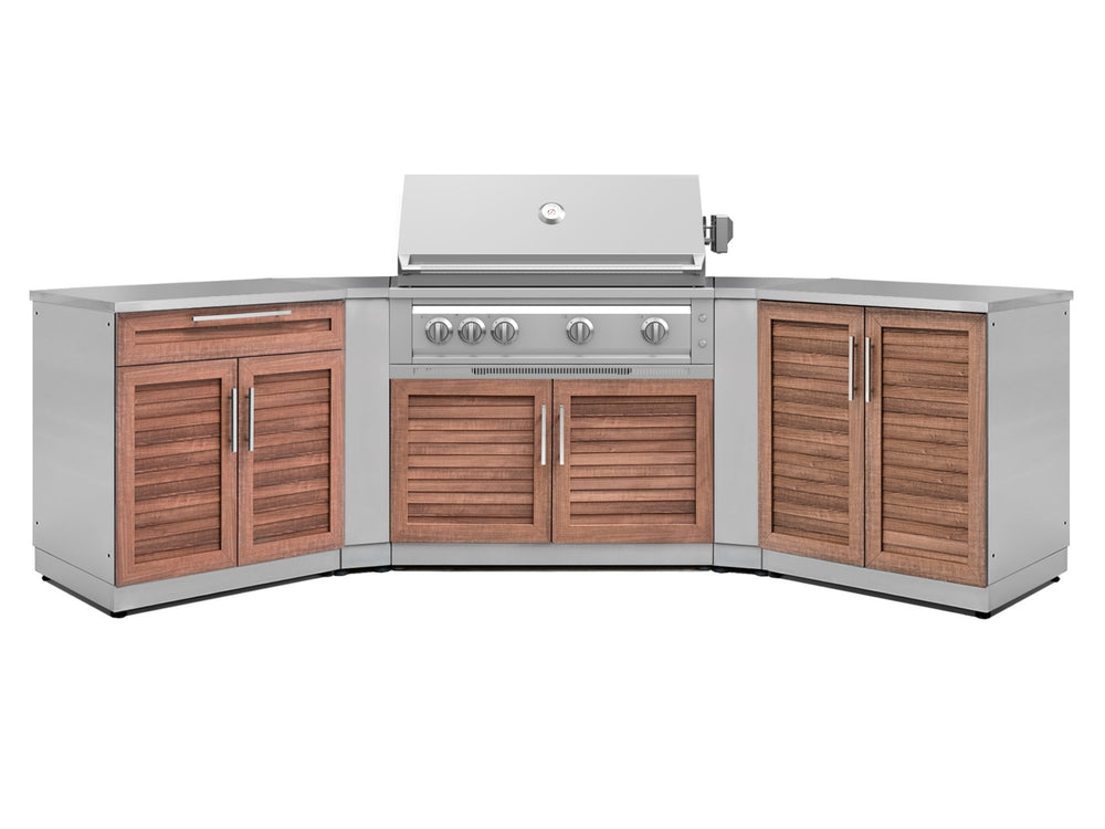 NewAge Outdoor Kitchens Stainless Steel 7-Piece Cabinet Set with 2 Door, Bar, Corner, Grill Cabinet, Platinum Grill, and Countertops-71023-Garage Giant