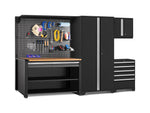 NewAge Garage Cabinets Pro Series 5-Piece Cabinet Set with Tool, Wall Cabinet, Locker, 62 in. Workstation, and Pegboard Accessories Kit-32648-Garage Giant 