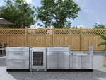 NewAge Outdoor Kitchens Stainless Steel 4-Piece Cabinet Set with 3-Drawer, Bar, Grill Cabinet and Fridge-66579-Garage Giant 