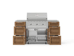 NewAge Outdoor Kitchens Outdoor Grill Island Stainless-Steel Louvered Doors 6-Piece Cabinet Set with Casters 3 Drawers, Grill Cabinet, Performance Grill, Countertops 